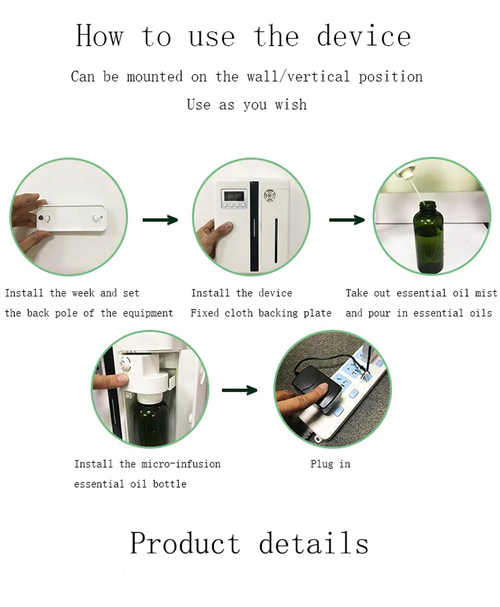 Aroma Diffuser for Large Spaces – Wall Mount, 160ml, Bluetooth Control - Willen