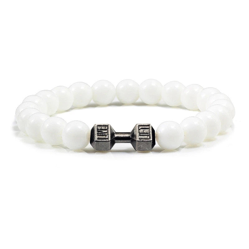 Beaded Stretch Bracelet – 8mm Lava & Howlite Beads with Metal Accent - Willen