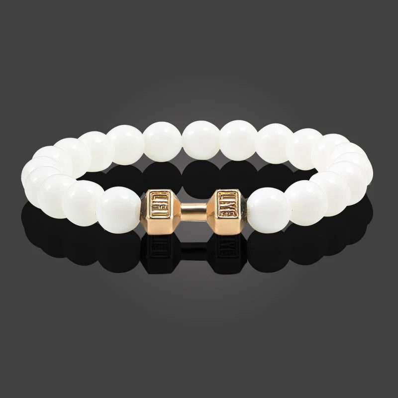Beaded Stretch Bracelet – 8mm Lava & Howlite Beads with Metal Accent - Willen