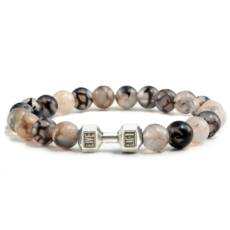 Beaded Stretch Bracelet – 8mm Lava & Howlite Beads with Metal Accent - Willen