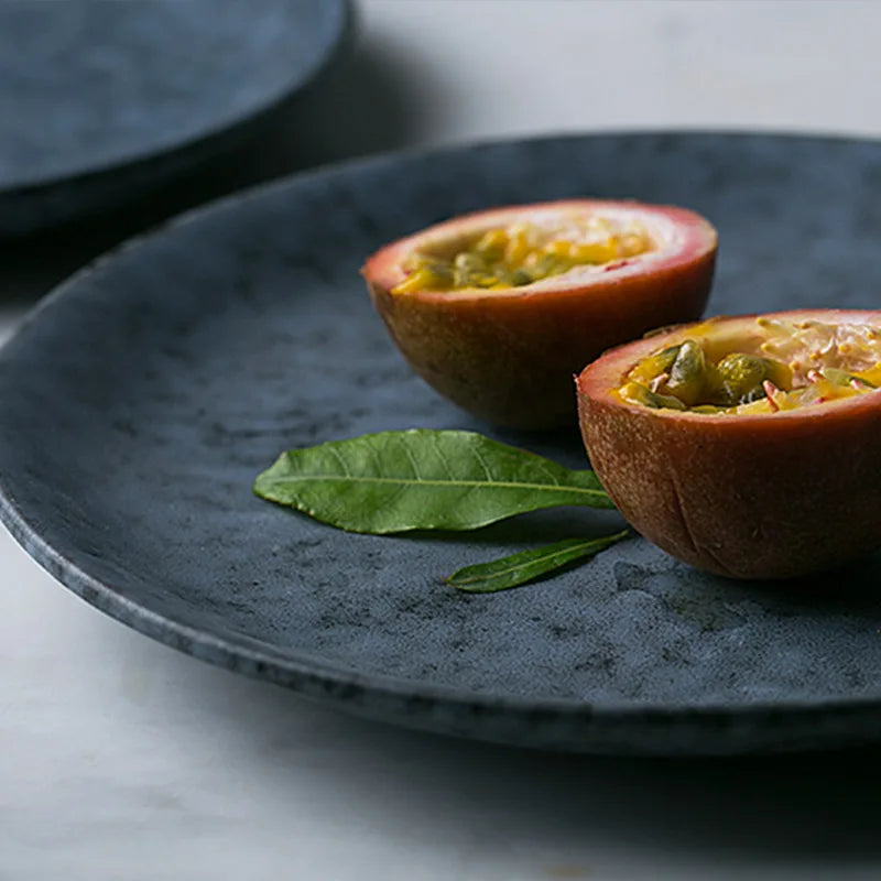 Grey Marble Ceramic Dinner Plate – Round, Glazed Finish - Willen