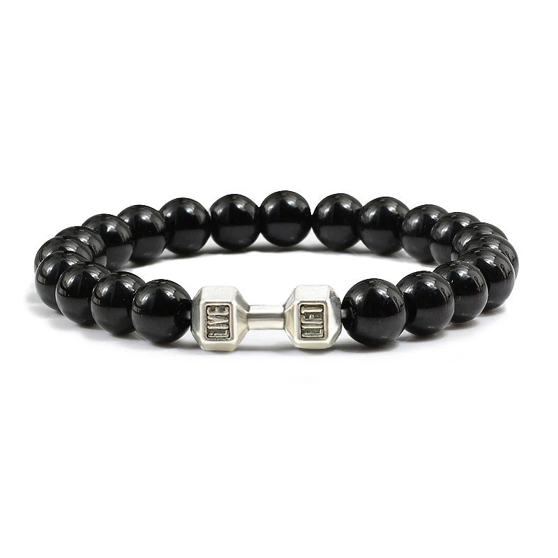 Beaded Stretch Bracelet – 8mm Lava & Howlite Beads with Metal Accent - Willen