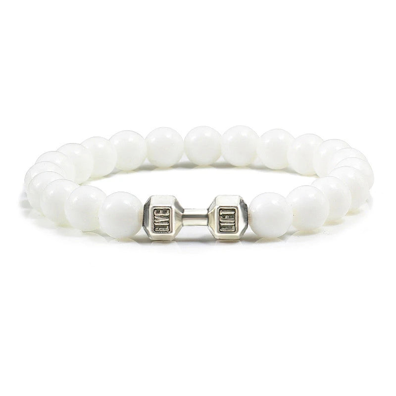 Beaded Stretch Bracelet – 8mm Lava & Howlite Beads with Metal Accent - Willen