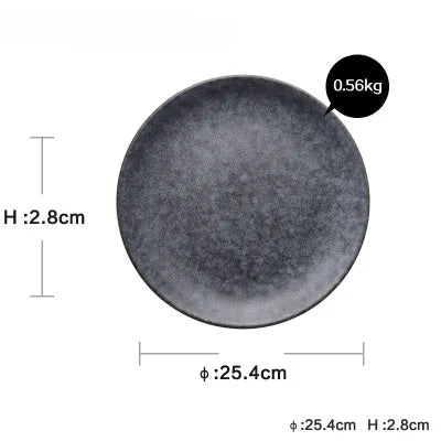 Grey Marble Ceramic Dinner Plate – Round, Glazed Finish - Willen
