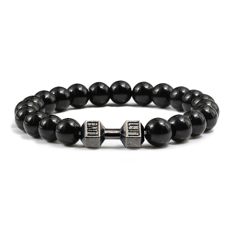 Beaded Stretch Bracelet – 8mm Lava & Howlite Beads with Metal Accent - Willen