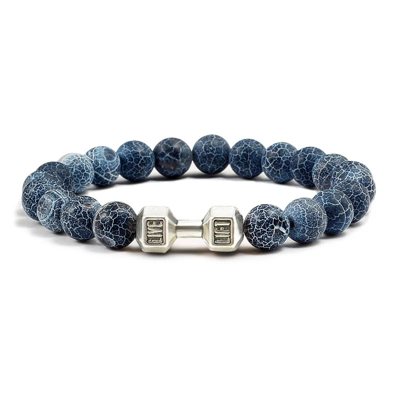 Beaded Stretch Bracelet – 8mm Lava & Howlite Beads with Metal Accent - Willen
