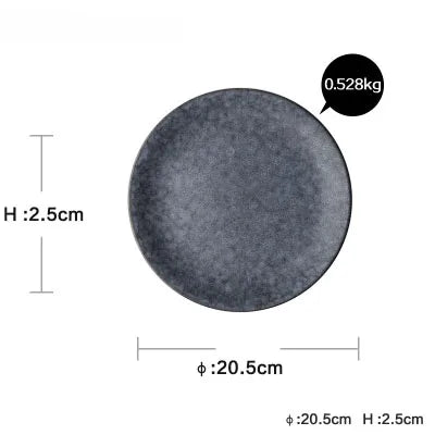 Grey Marble Ceramic Dinner Plate – Round, Glazed Finish - Willen