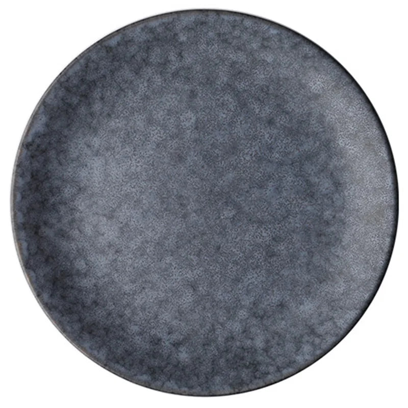 Grey Marble Ceramic Dinner Plate – Round, Glazed Finish - Willen