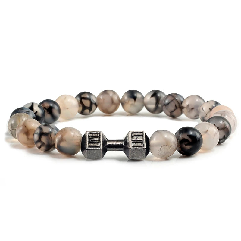 Beaded Stretch Bracelet – 8mm Lava & Howlite Beads with Metal Accent - Willen