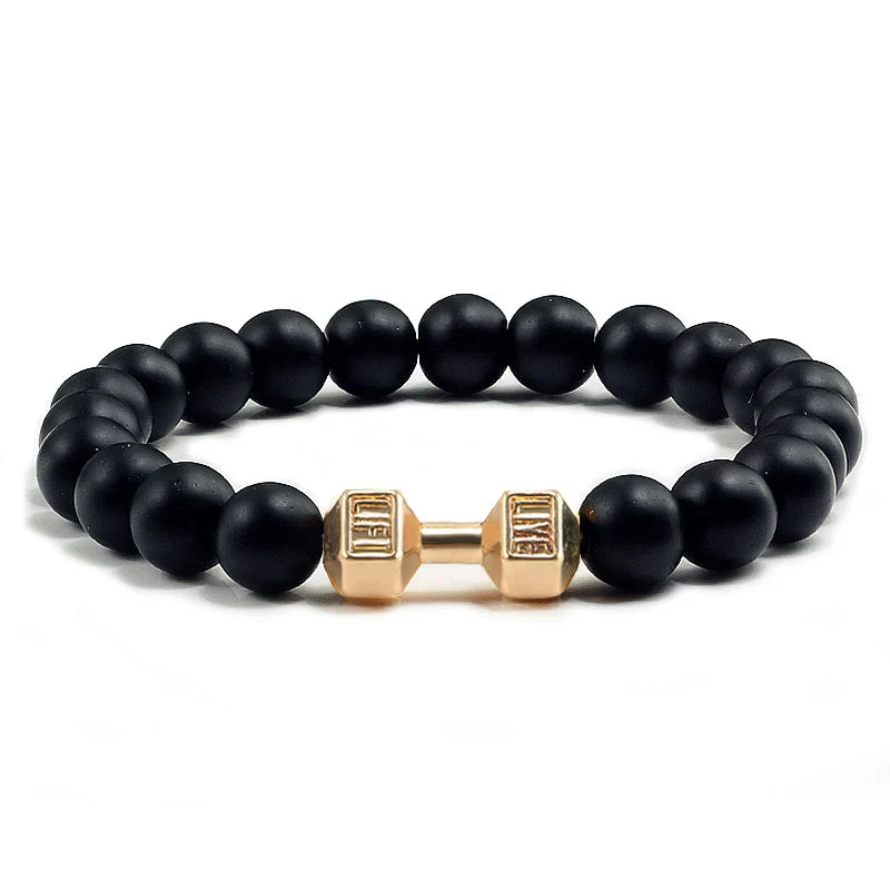 Beaded Stretch Bracelet – 8mm Lava & Howlite Beads with Metal Accent - Willen