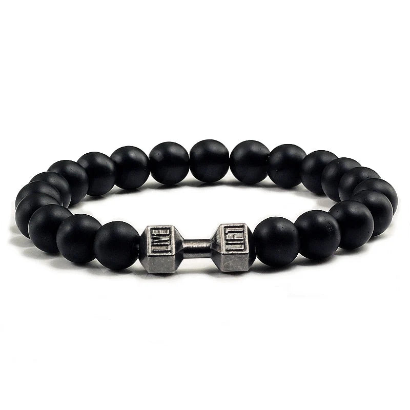Beaded Stretch Bracelet – 8mm Lava & Howlite Beads with Metal Accent - Willen