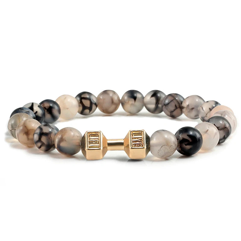 Beaded Stretch Bracelet – 8mm Lava & Howlite Beads with Metal Accent - Willen