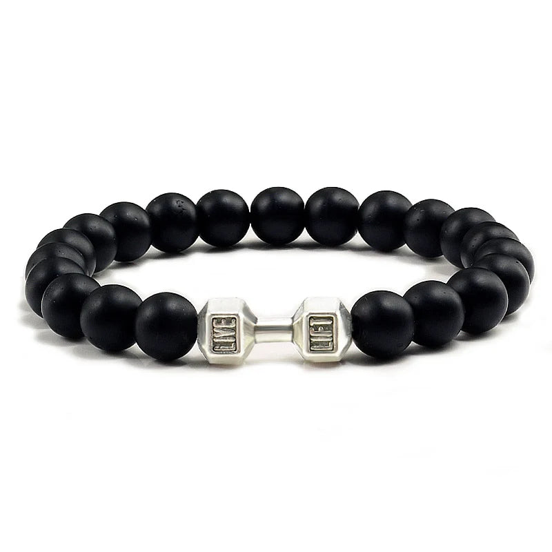 Beaded Stretch Bracelet – 8mm Lava & Howlite Beads with Metal Accent - Willen