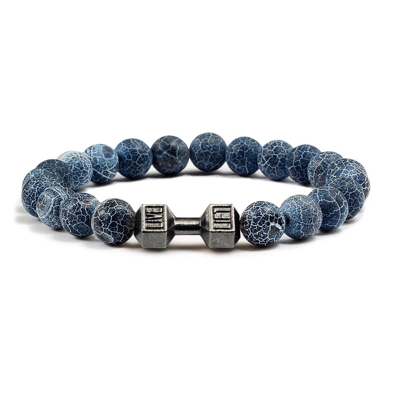 Beaded Stretch Bracelet – 8mm Lava & Howlite Beads with Metal Accent - Willen