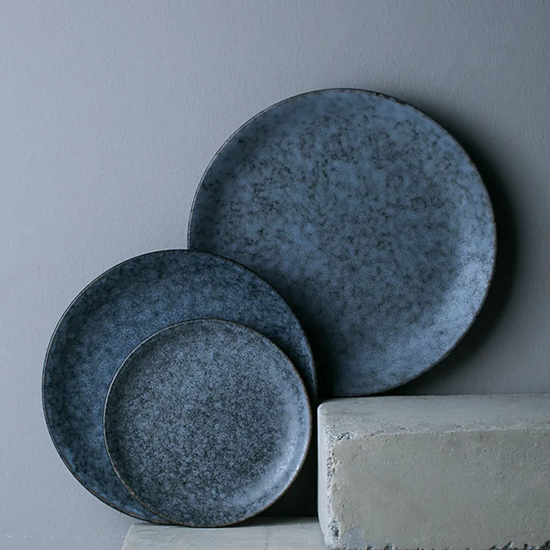 Grey Marble Ceramic Dinner Plate – Round, Glazed Finish - Willen
