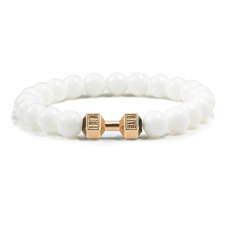 Beaded Stretch Bracelet – 8mm Lava & Howlite Beads with Metal Accent - Willen