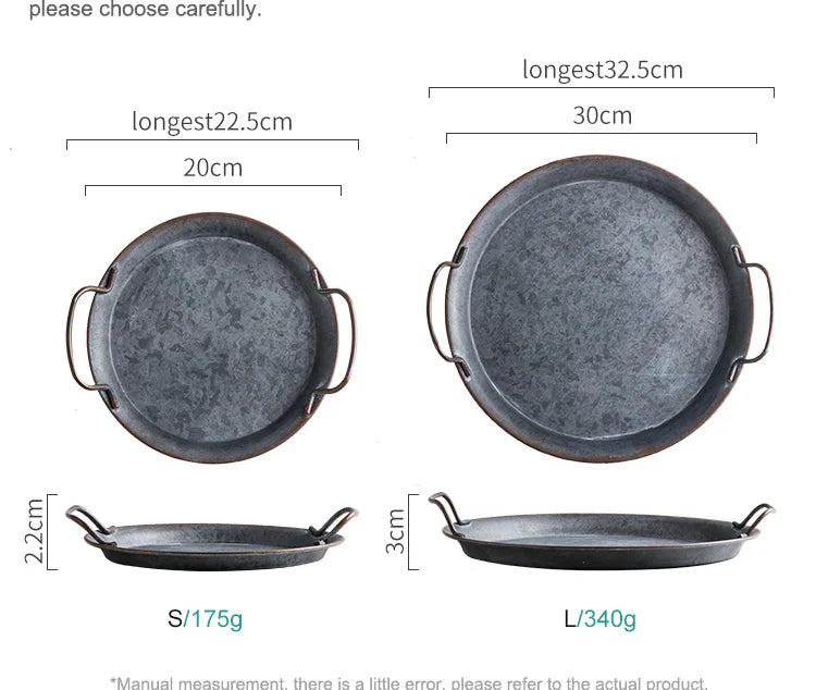 Rustic Metal Tray with Handles – Distressed Iron Finish - Willen