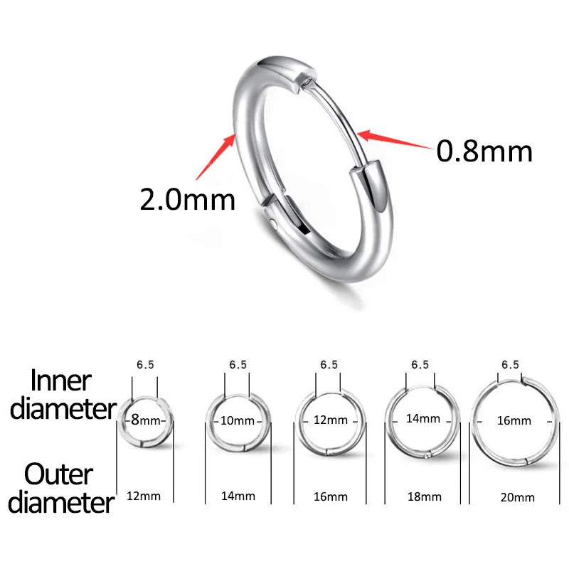 Small Stainless Steel Hoop Earrings – Hypoallergenic Unisex Set for Pierced Ears - Willen