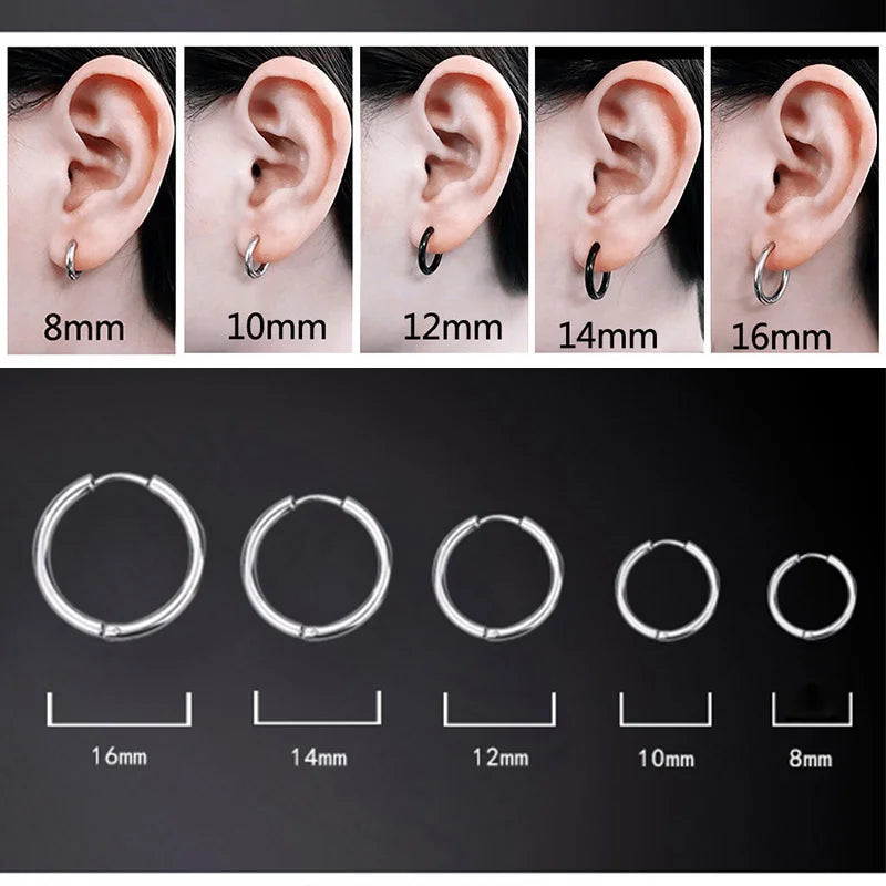 Small Stainless Steel Hoop Earrings – Hypoallergenic Unisex Set for Pierced Ears - Willen