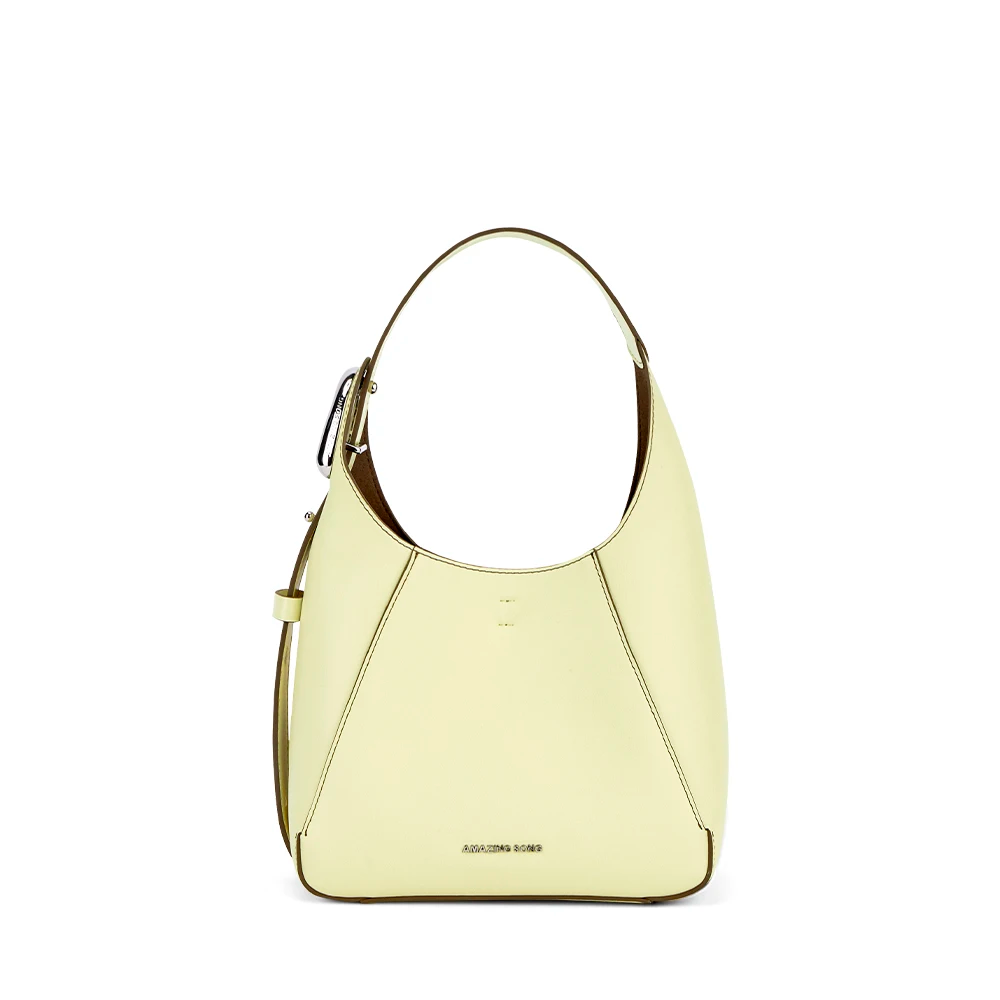 Women’s Flat Bucket Bag – Split Leather, Adjustable Strap, Neutral Color - Willen