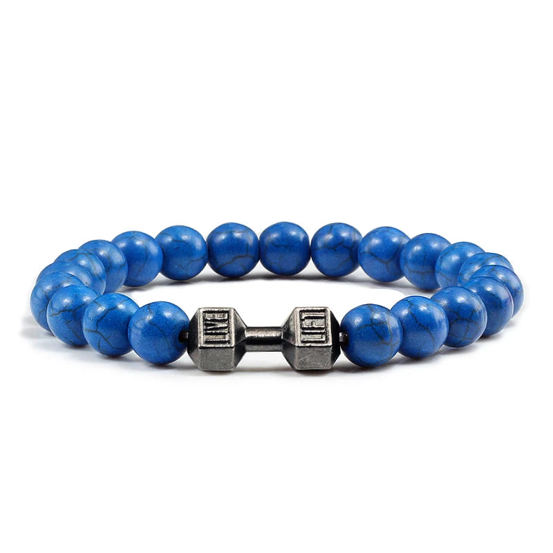 Beaded Stretch Bracelet – 8mm Lava & Howlite Beads with Metal Accent - Willen