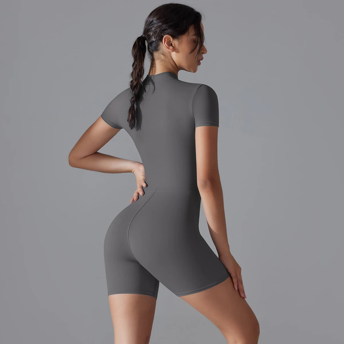One-Piece Zip-Up Active Bodysuit – Breathable Nylon-Spandex for Women - Willen