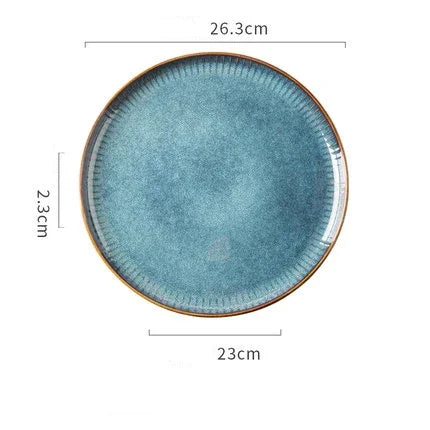 Nordic Glazed Ceramic Dish – Round, Blue, Heat-Resistant - Willen