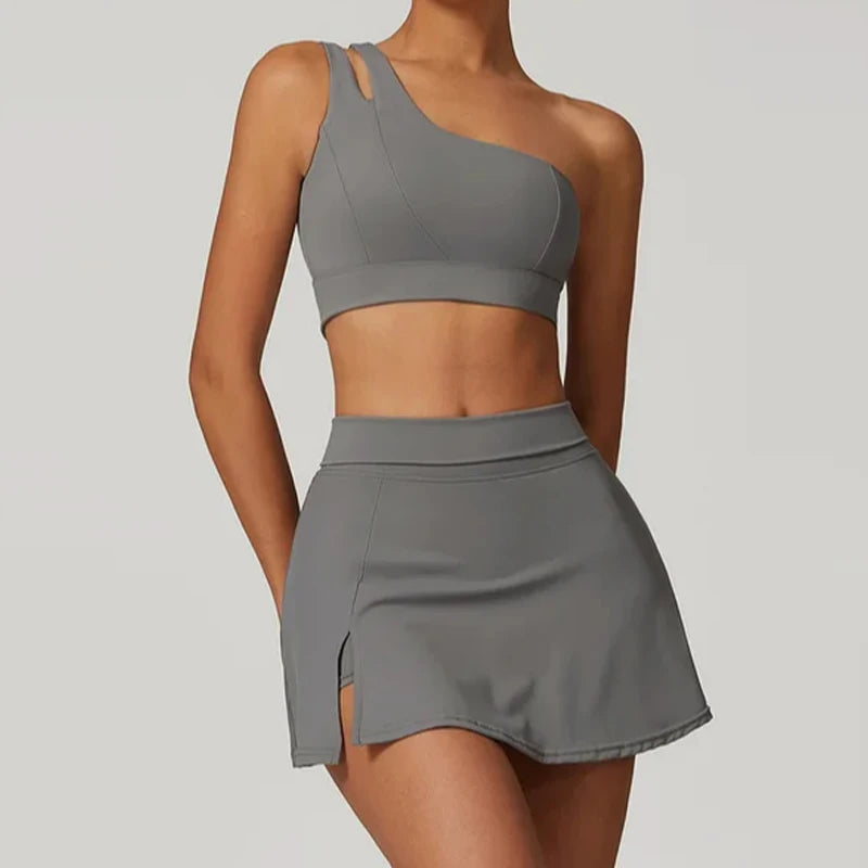 2-Piece Activewear Set – Sports Skirt with Built-In Shorts & Crop Tank - Willen