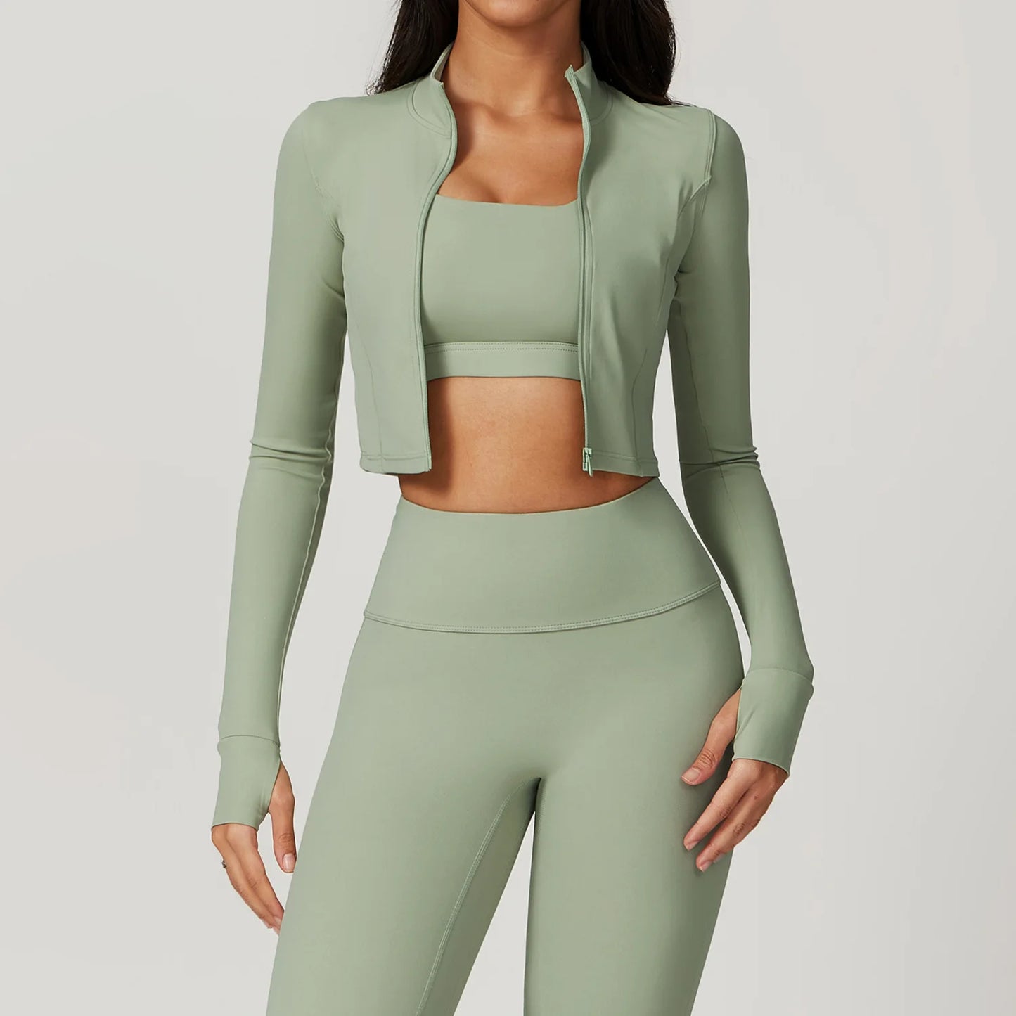 4-Piece Women's Yoga Set – Long Sleeve Sports Outfit with Leggings, Shorts, Bra & Top - Willen