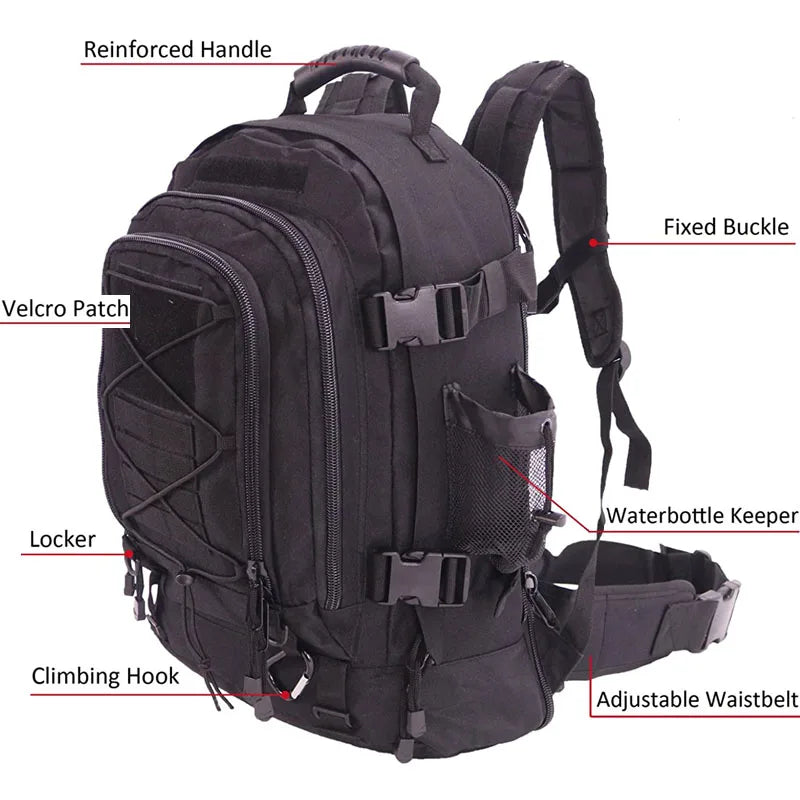 65L Outdoor Hiking Backpack – Water-Resistant Gear Bag with MOLLE System - Willen