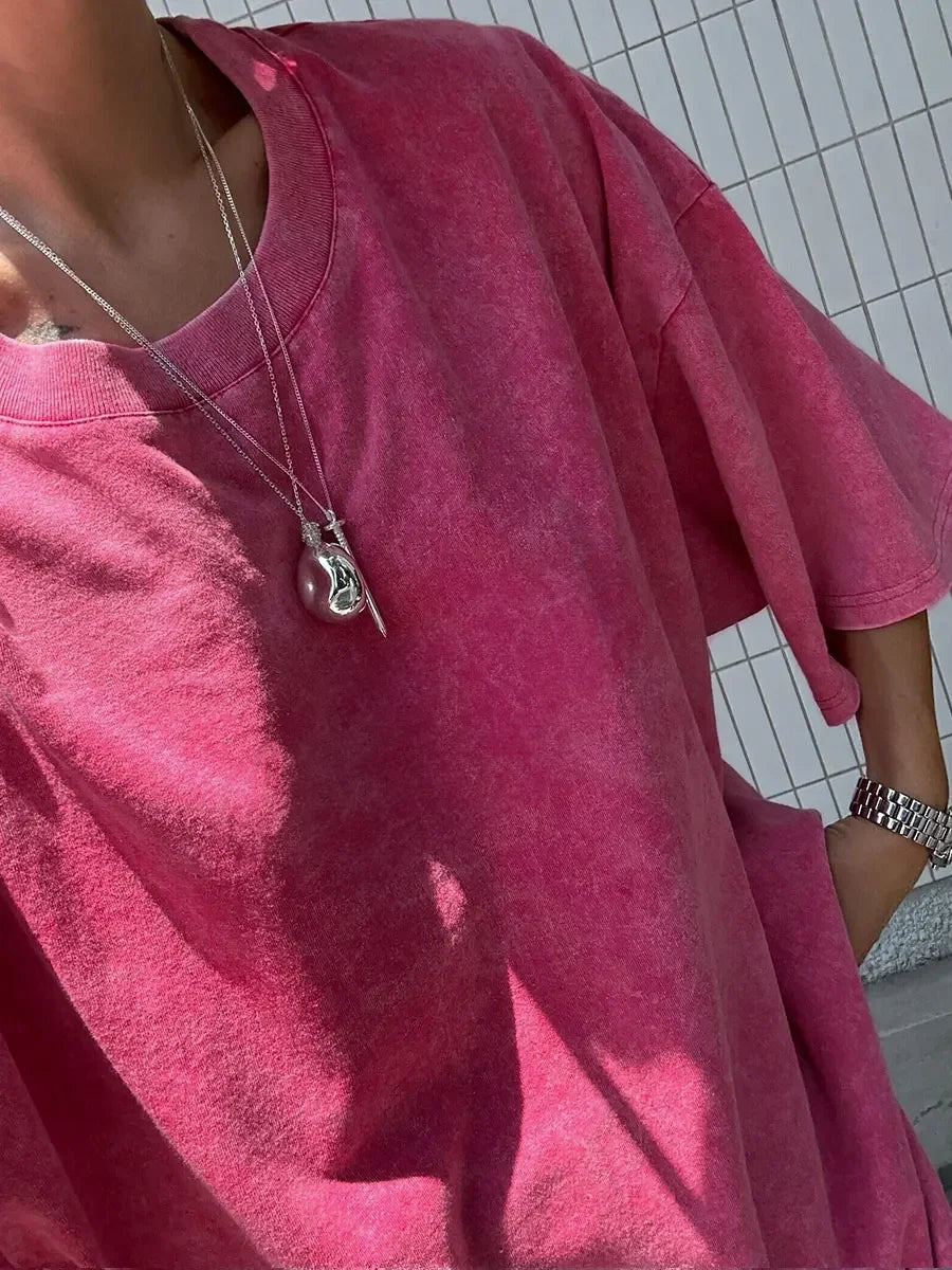 UrbanWax Vintage Tee – Oversized 100% Cotton T-Shirt with Wax Print Texture - Willen