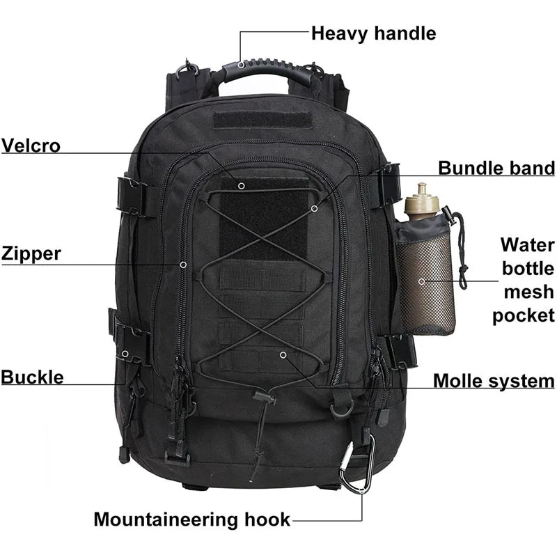 65L Outdoor Hiking Backpack – Water-Resistant Gear Bag with MOLLE System - Willen