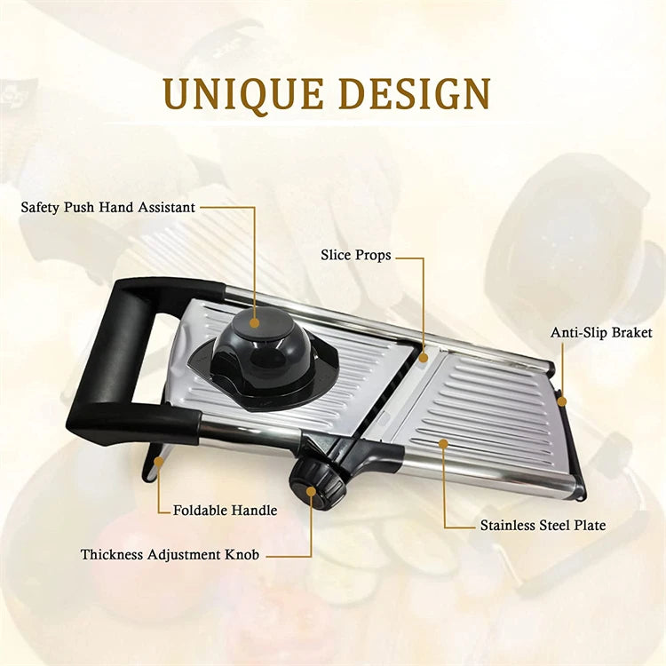 Adjustable Mandoline Slicer – Stainless Steel Blade, Non-Slip Base - Willen