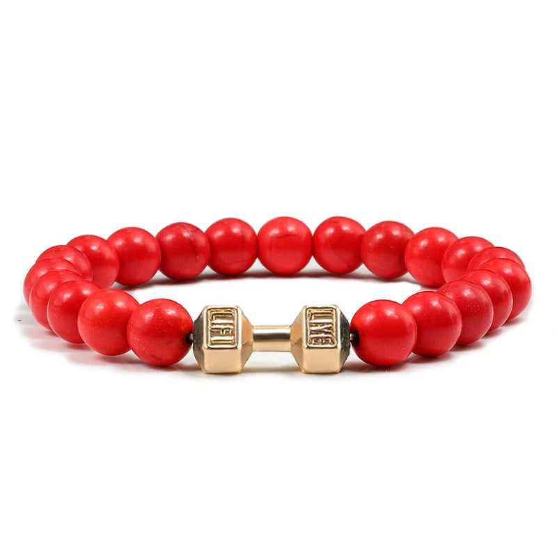 Beaded Stretch Bracelet – 8mm Lava & Howlite Beads with Metal Accent - Willen