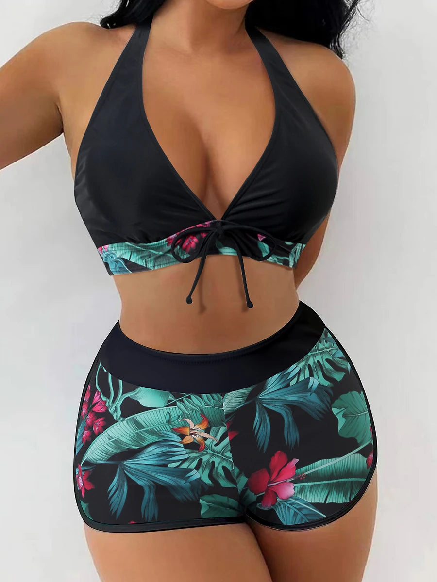 2-Piece Bikini Set – Halter Top & Short-Style Bottoms - Willen