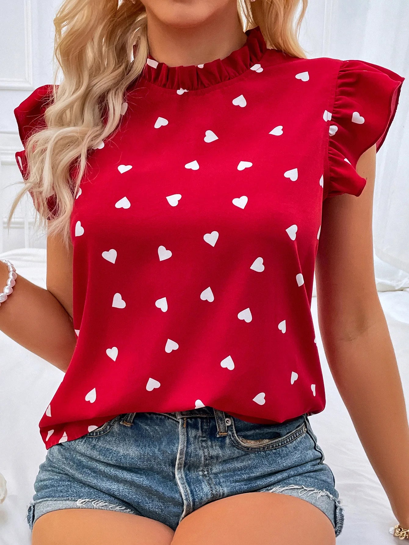 RuffleCharm Summer Top – Lightweight Floral Chiffon Blouse with Ruffle Sleeves - Willen