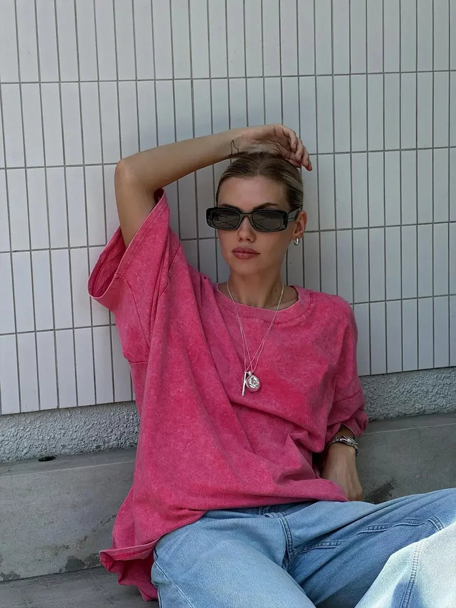 UrbanWax Vintage Tee – Oversized 100% Cotton T-Shirt with Wax Print Texture - Willen