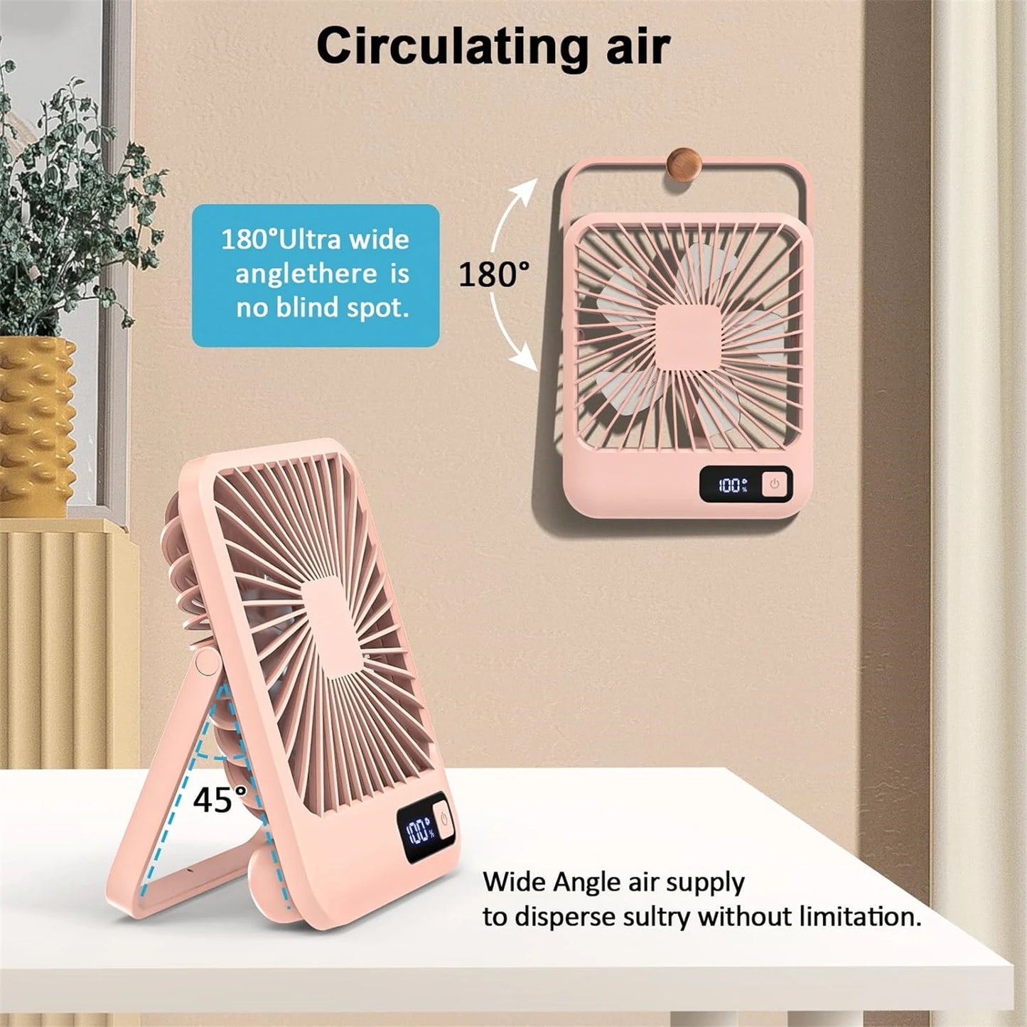 Portable Folding Desk Fan – 180° Adjustable, USB Rechargeable - Willen