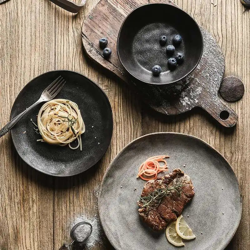 Nordic Glazed Ceramic Dish – Round Blue, Heat-Resistant - Willen