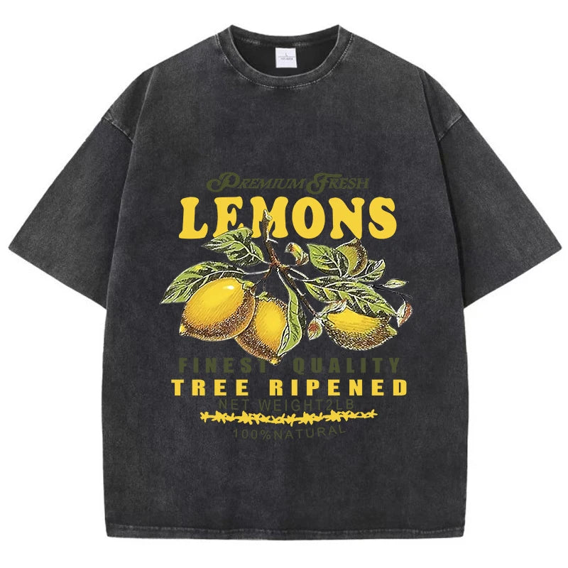 CitrusFade Oversized Tee – Unisex Cotton T-Shirt with Lemon Print - Willen
