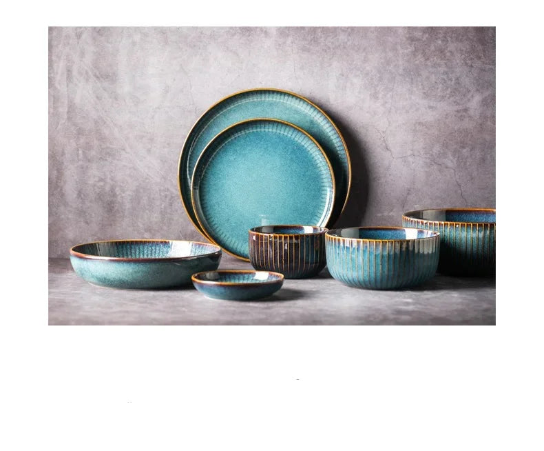 Nordic Glazed Ceramic Dish – Round, Blue, Heat-Resistant - Willen