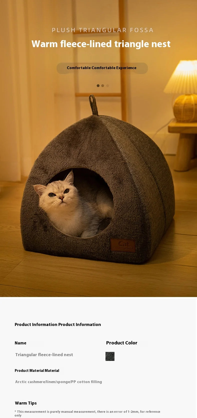 CozyHide Pet Tent – Velvet Indoor Enclosed Bed for Cats and Small Dogs - Willen