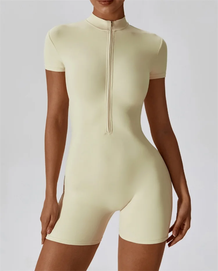 Short Sleeve Bodysuit – High-Collar Nylon-Spandex Activewear - Willen
