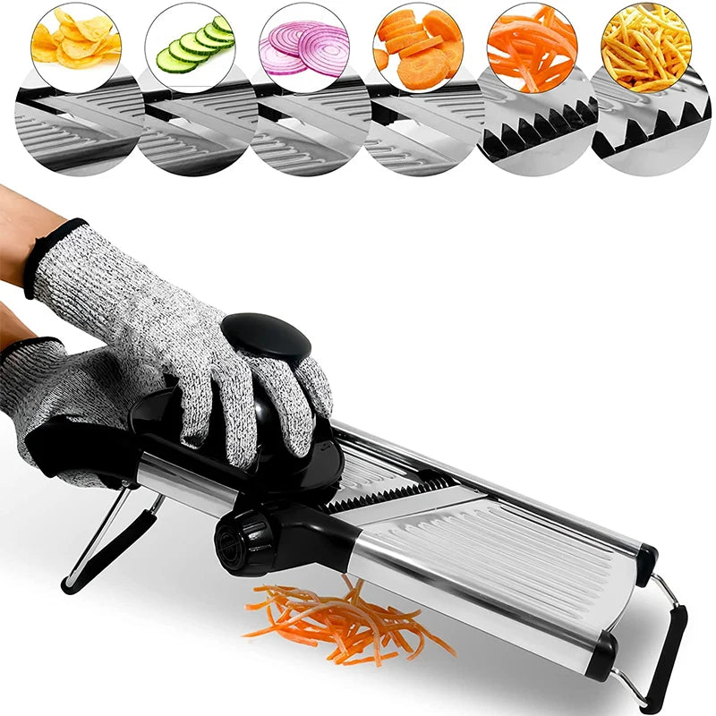 Adjustable Mandoline Slicer – Stainless Steel Blade, Non-Slip Base - Willen