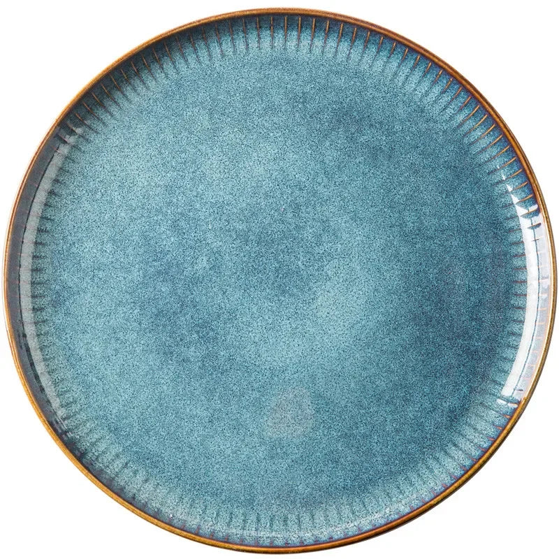 Nordic Glazed Ceramic Dish – Round, Blue, Heat-Resistant - Willen