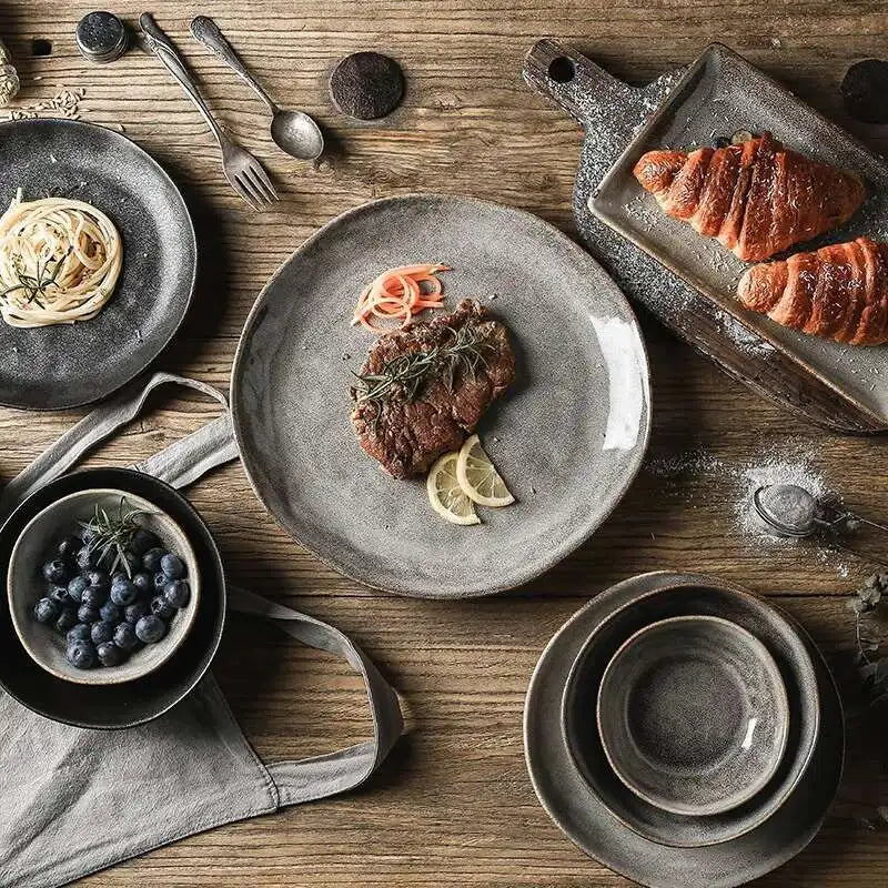 Nordic Glazed Ceramic Dish – Round Blue, Heat-Resistant - Willen