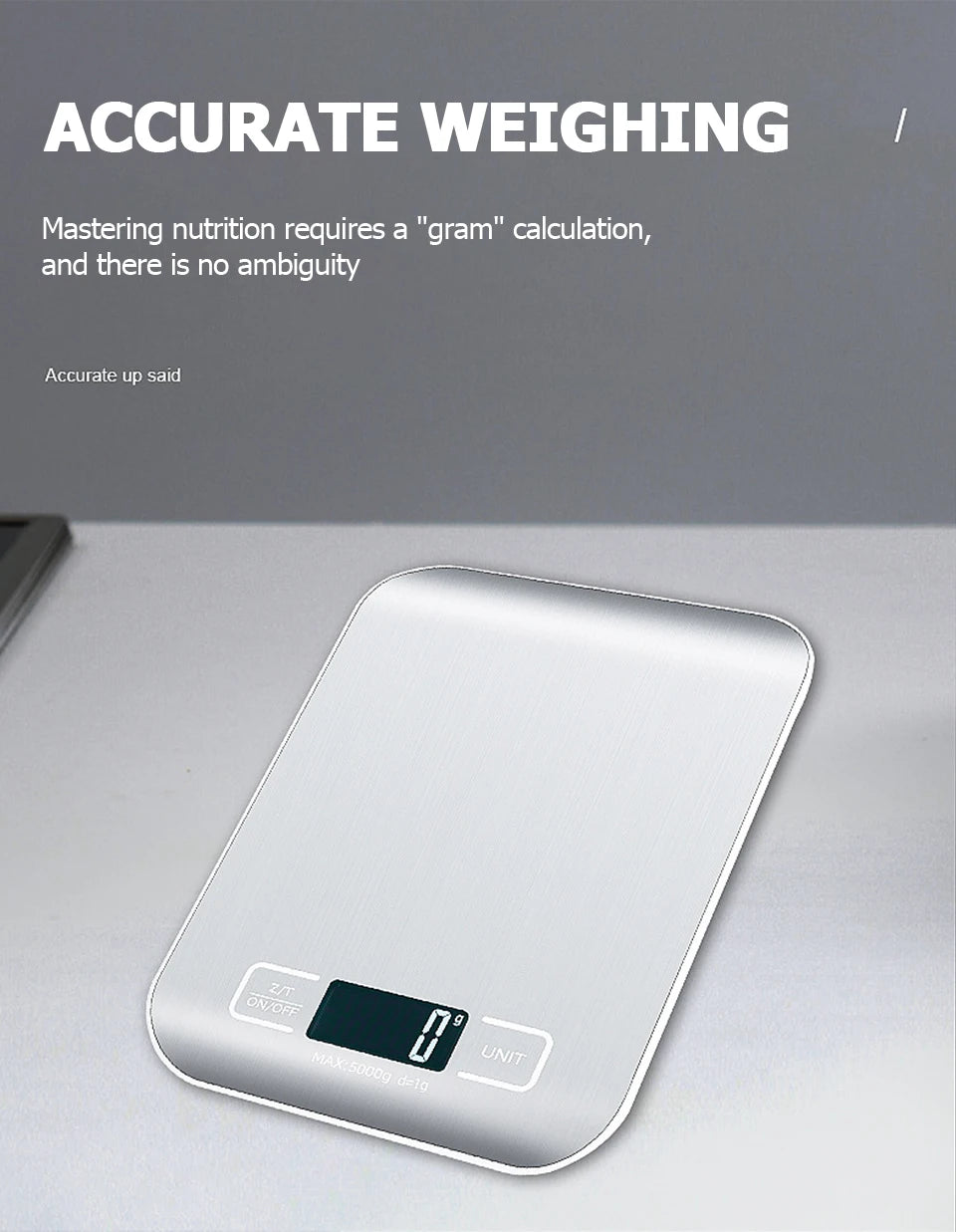 Digital Kitchen Scale – Stainless Steel, LCD Display, 5–10kg - Willen