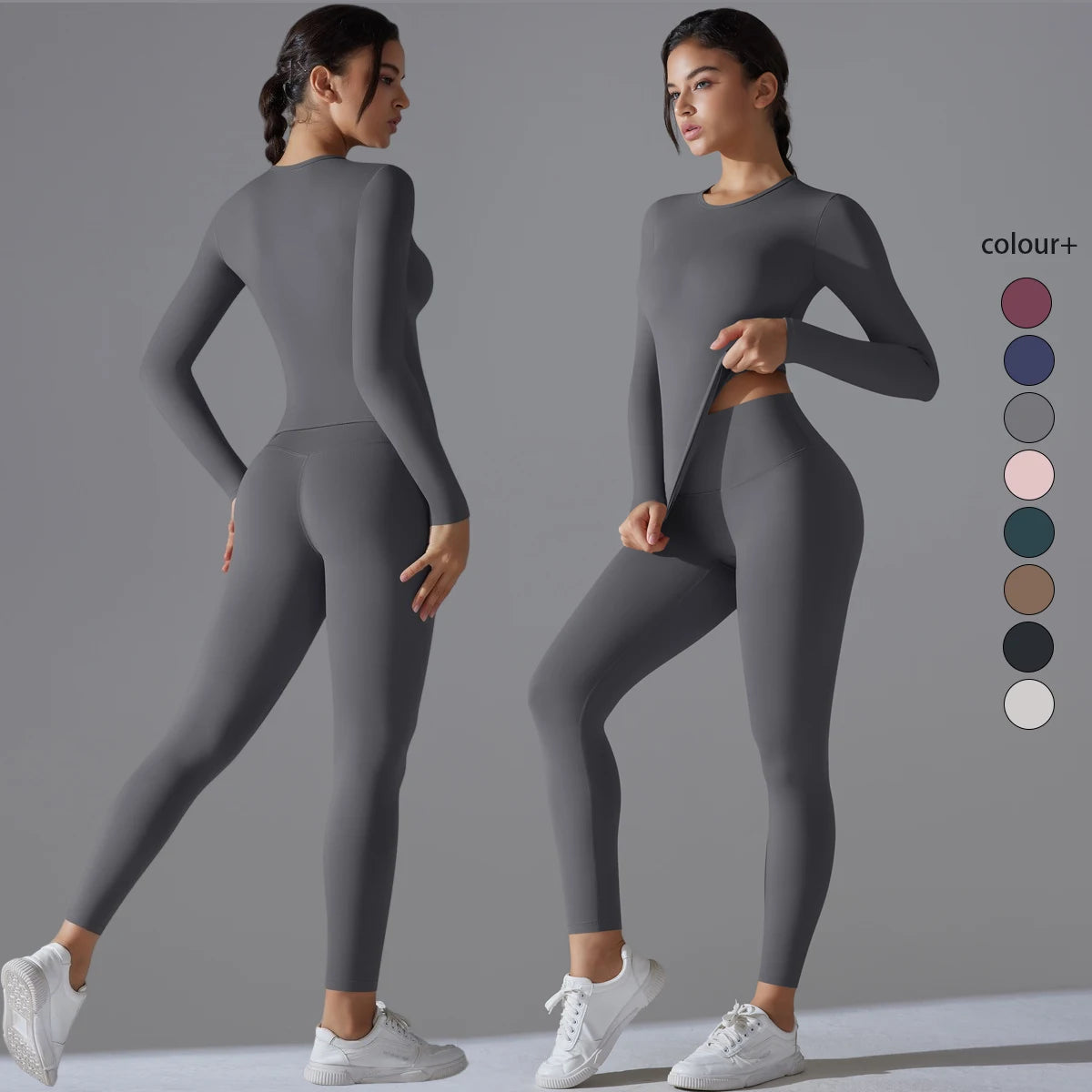 2-Piece Yoga & Fitness Set – Long-Sleeve Top & High-Waist Leggings - Willen