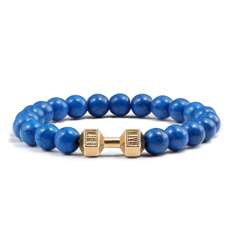 Beaded Stretch Bracelet – 8mm Lava & Howlite Beads with Metal Accent - Willen
