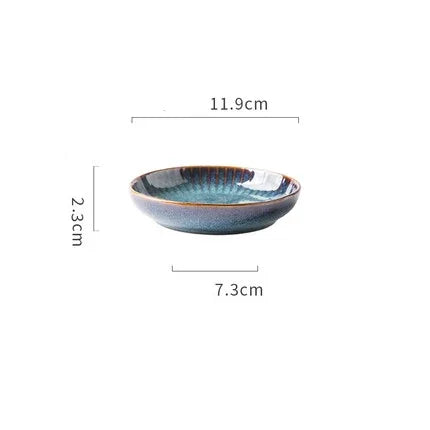Nordic Glazed Ceramic Dish – Round, Blue, Heat-Resistant - Willen